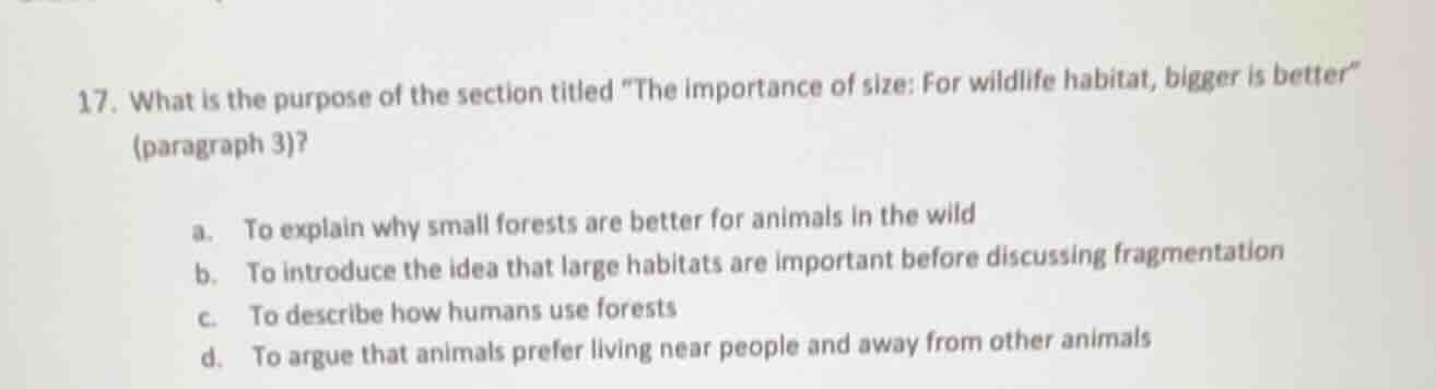 17. what is the purpose of the section titled \the importance of size: …