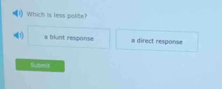 which is less polite? a blunt response a direct response submit