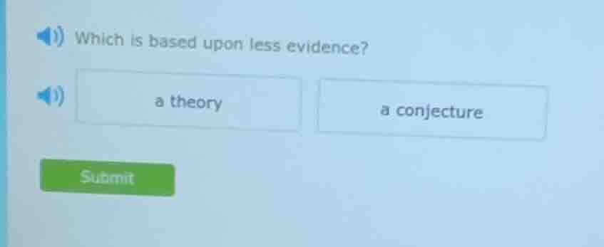 which is based upon less evidence? a theory a conjecture