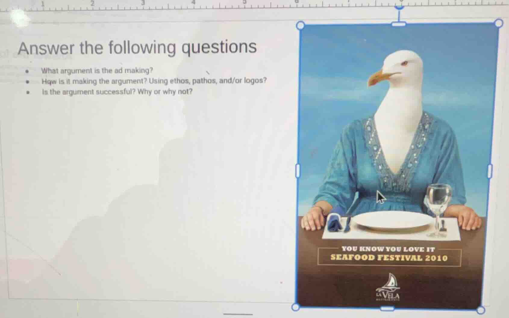 answer the following questions - what argument is the ad making? - how …