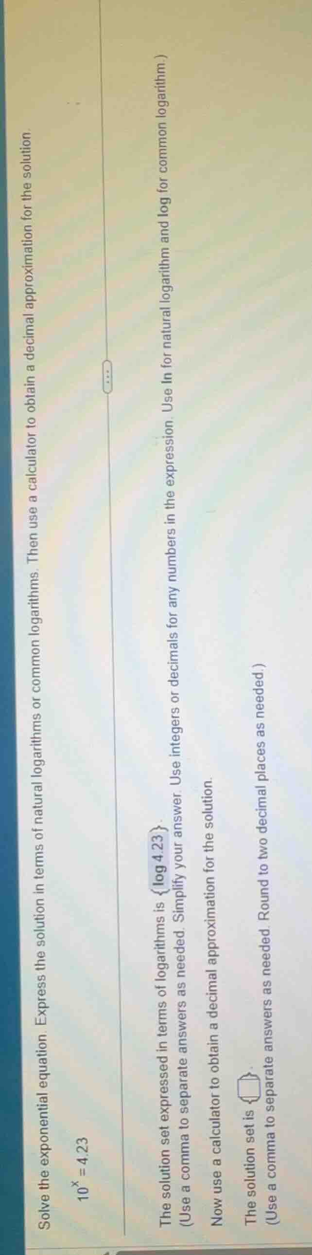 solve the exponential equation. express the solution in terms of natura…