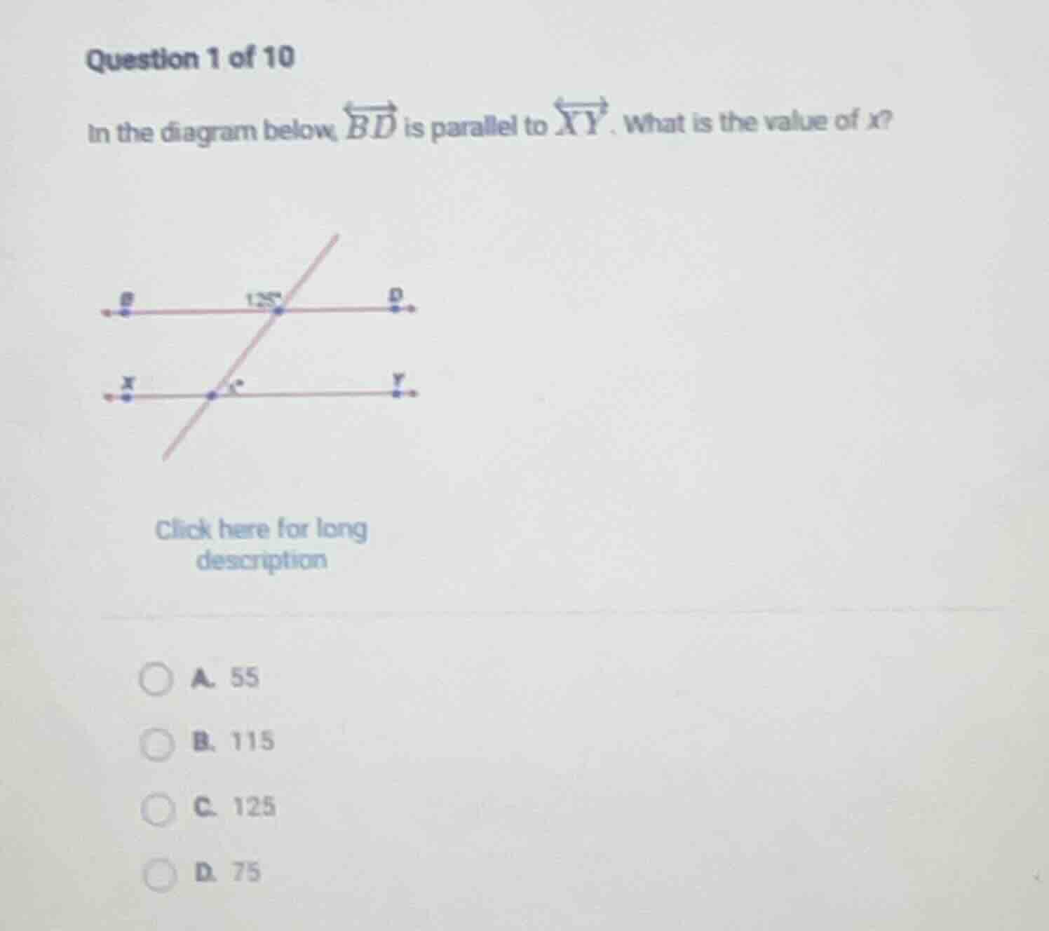 question 1 of 10 in the diagram below, \\(\\overleftrightarrow{bd}\\) i…