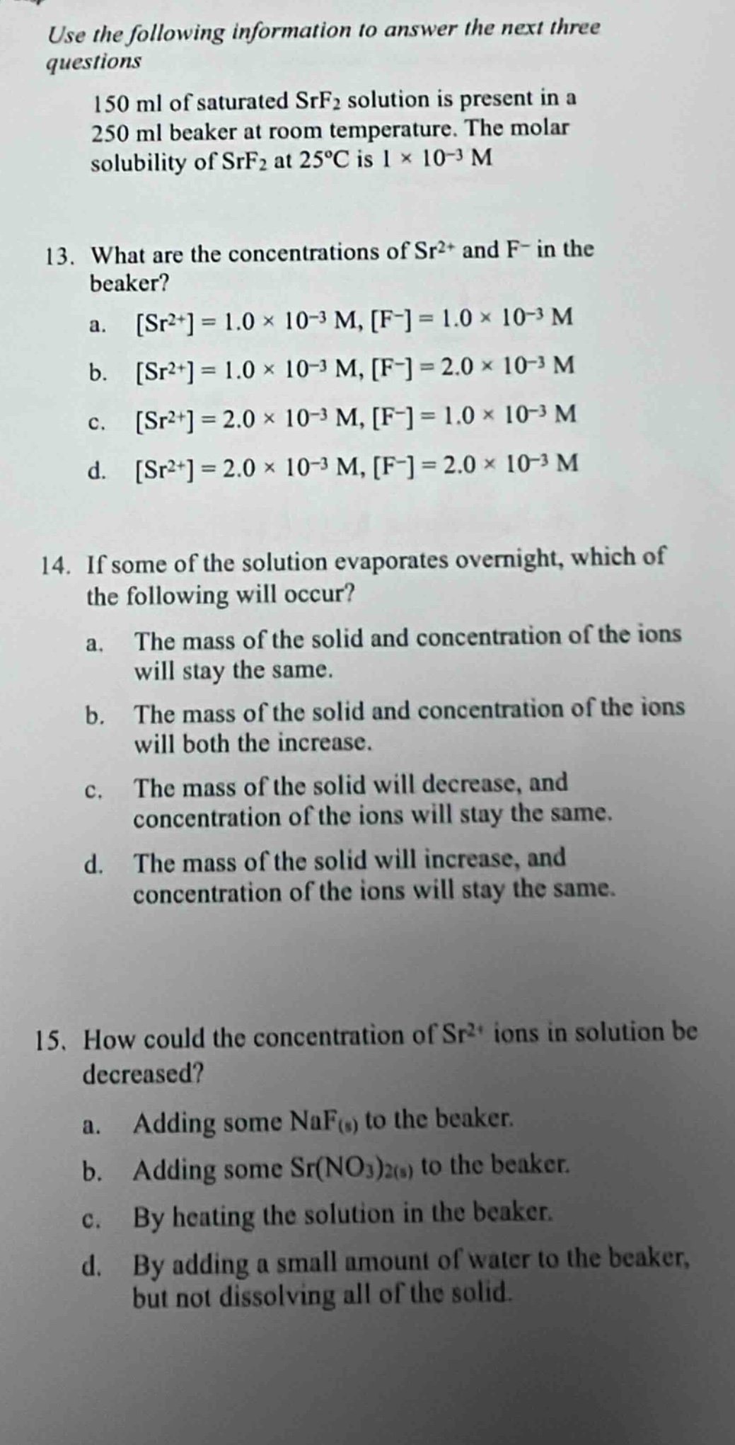 use the following information to answer the next three questions 150 ml…