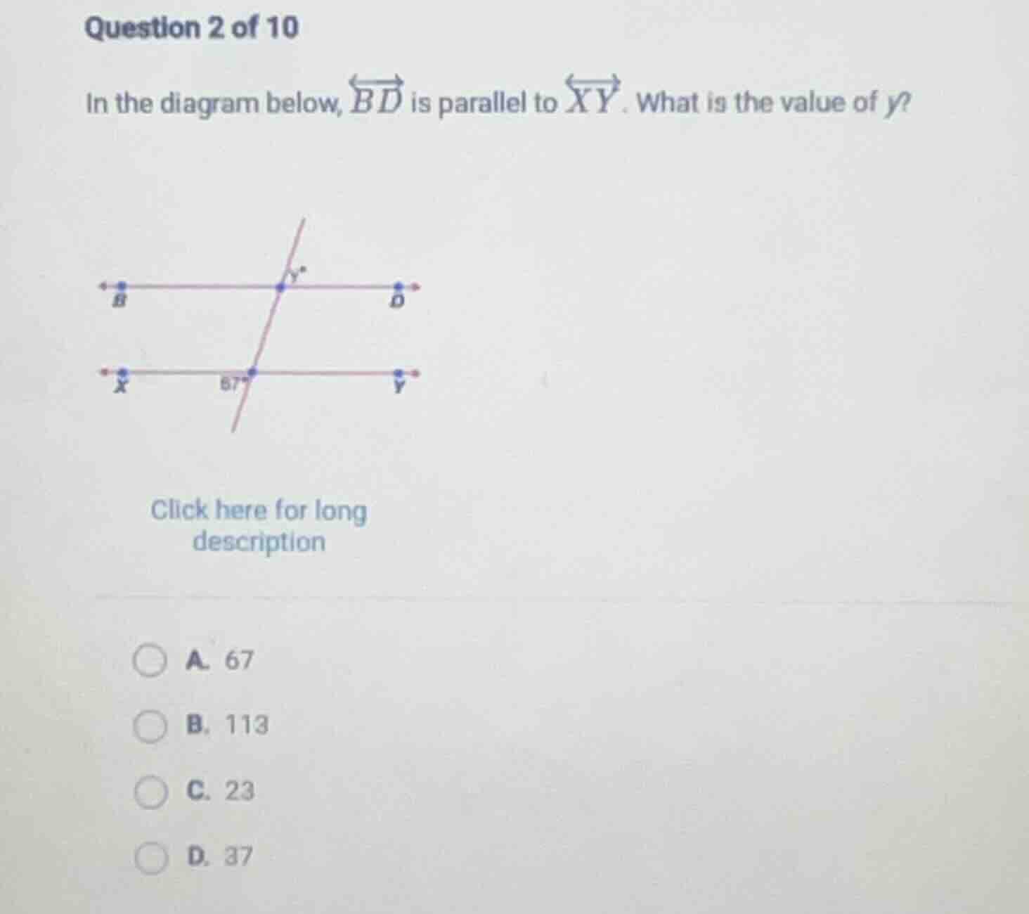 question 2 of 10 in the diagram below, \\overleftrightarrow{bd} is para…