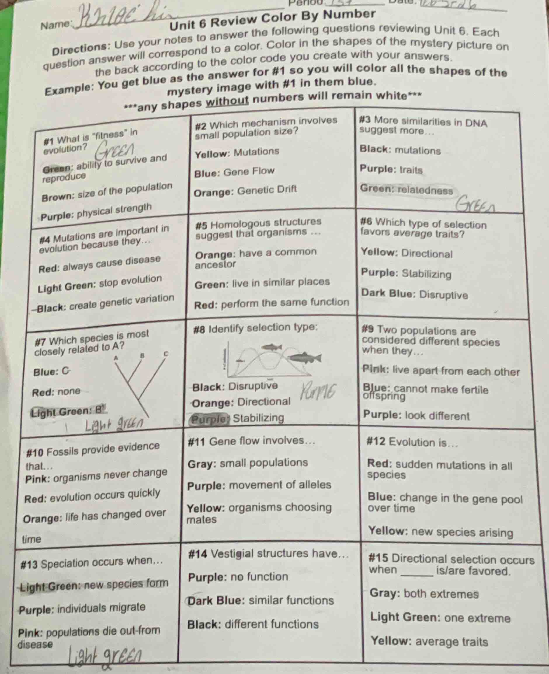 name: unit 6 review color by number directions: use your notes to answe…