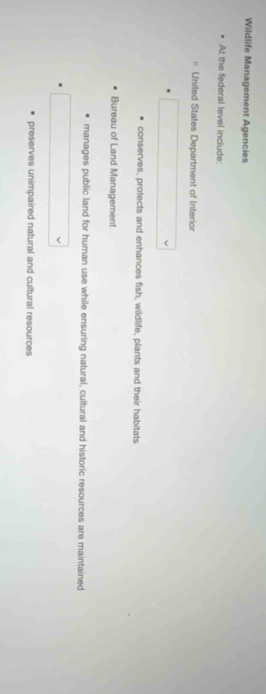 wildlife management agencies - at the federal level include: - united s…