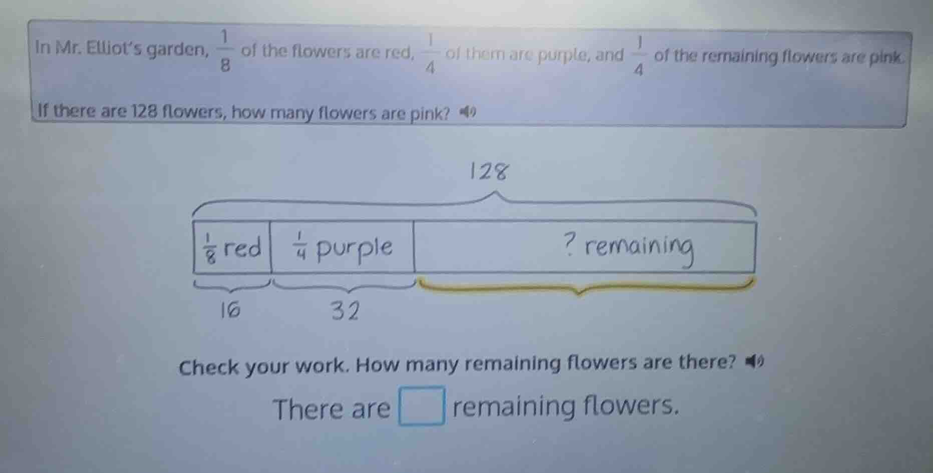 in mr. elliot’s garden, \\(\\frac{1}{8}\\) of the flowers are red, \\(\…