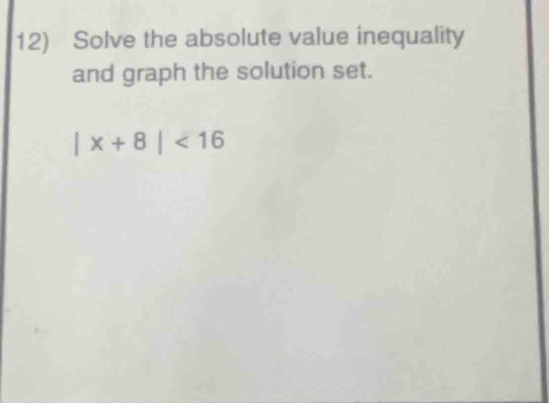 12) solve the absolute value inequality and graph the solution set. |x …