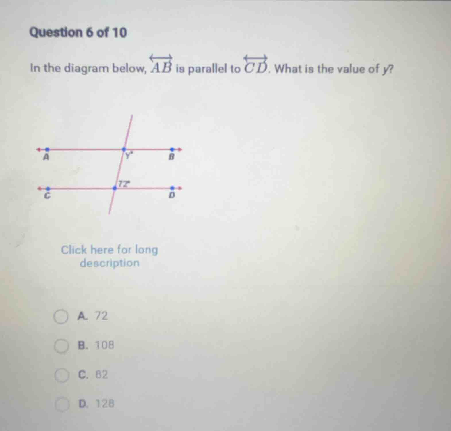 question 6 of 10 in the diagram below, \\overleftrightarrow{ab} is para…