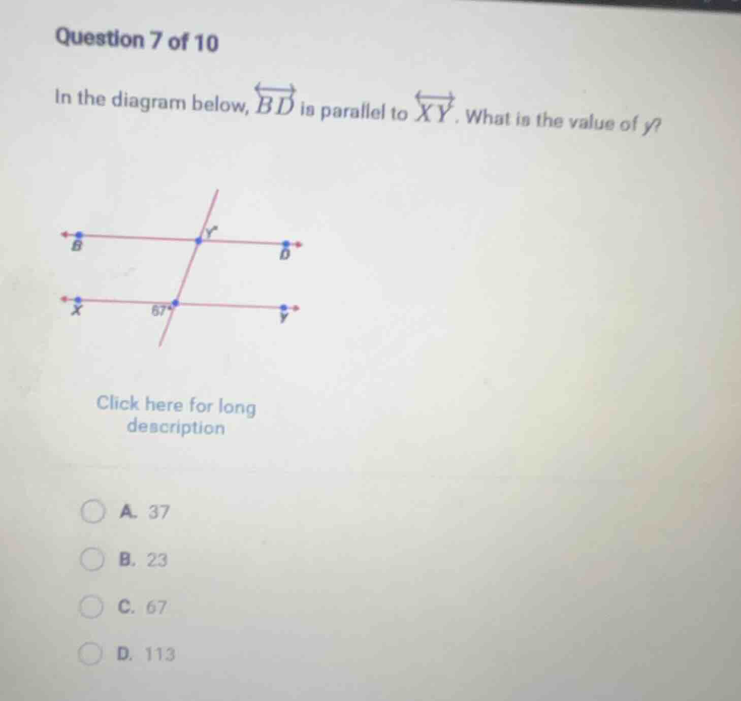 question 7 of 10 in the diagram below, \\overleftrightarrow{bd} is para…