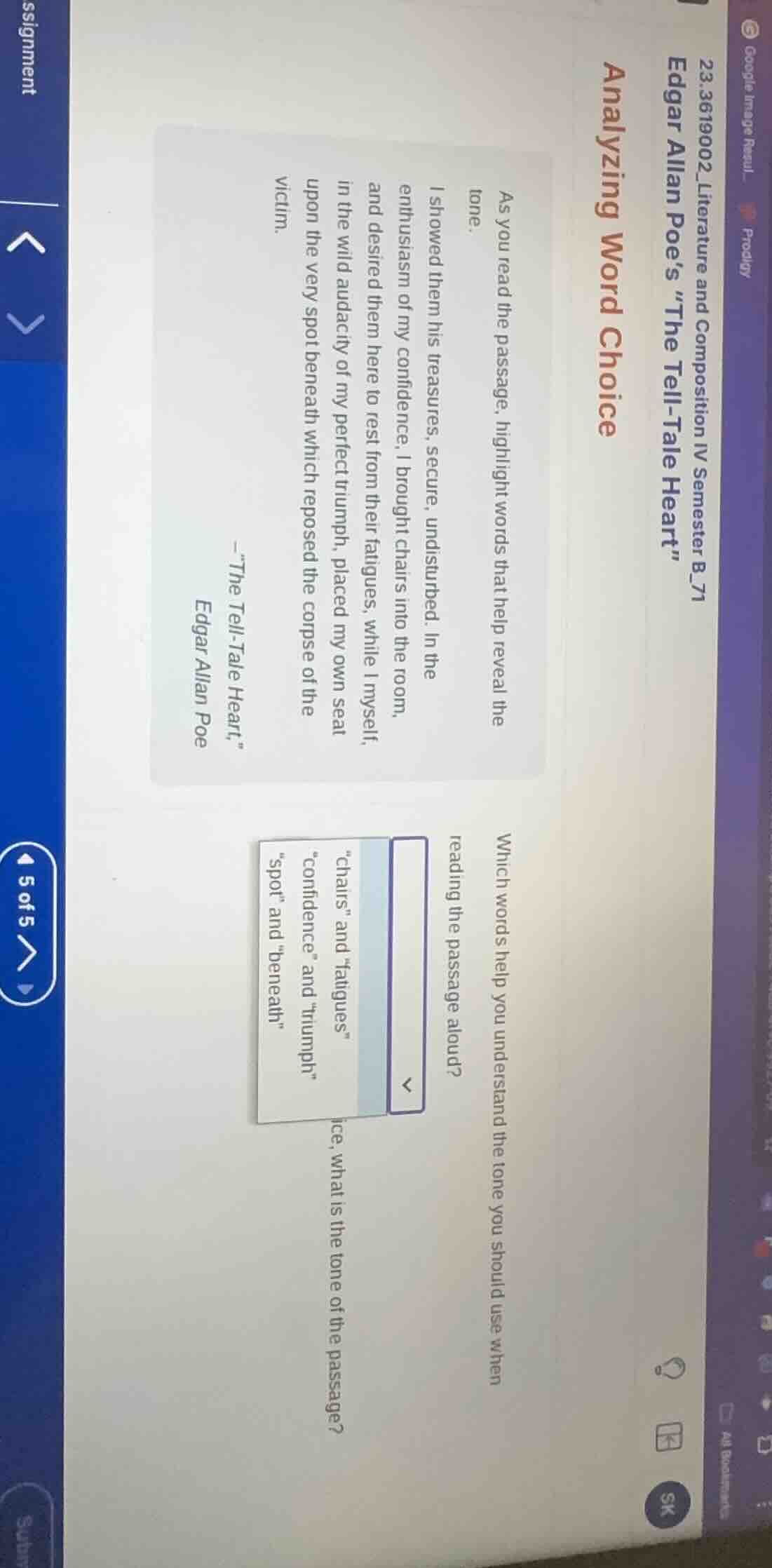 edgar allan poe’s “the tell - tale heart” analyzing word choice as you …