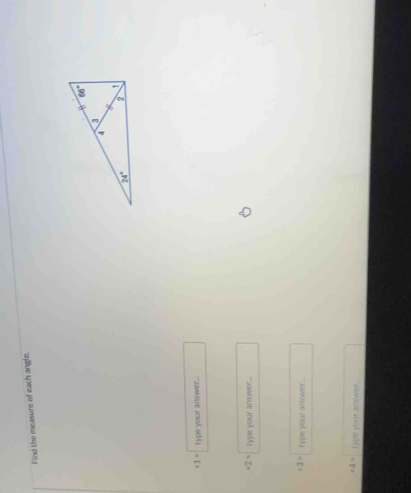 find the measure of each angle ∠1 = type your answer... ∠2 = type your …