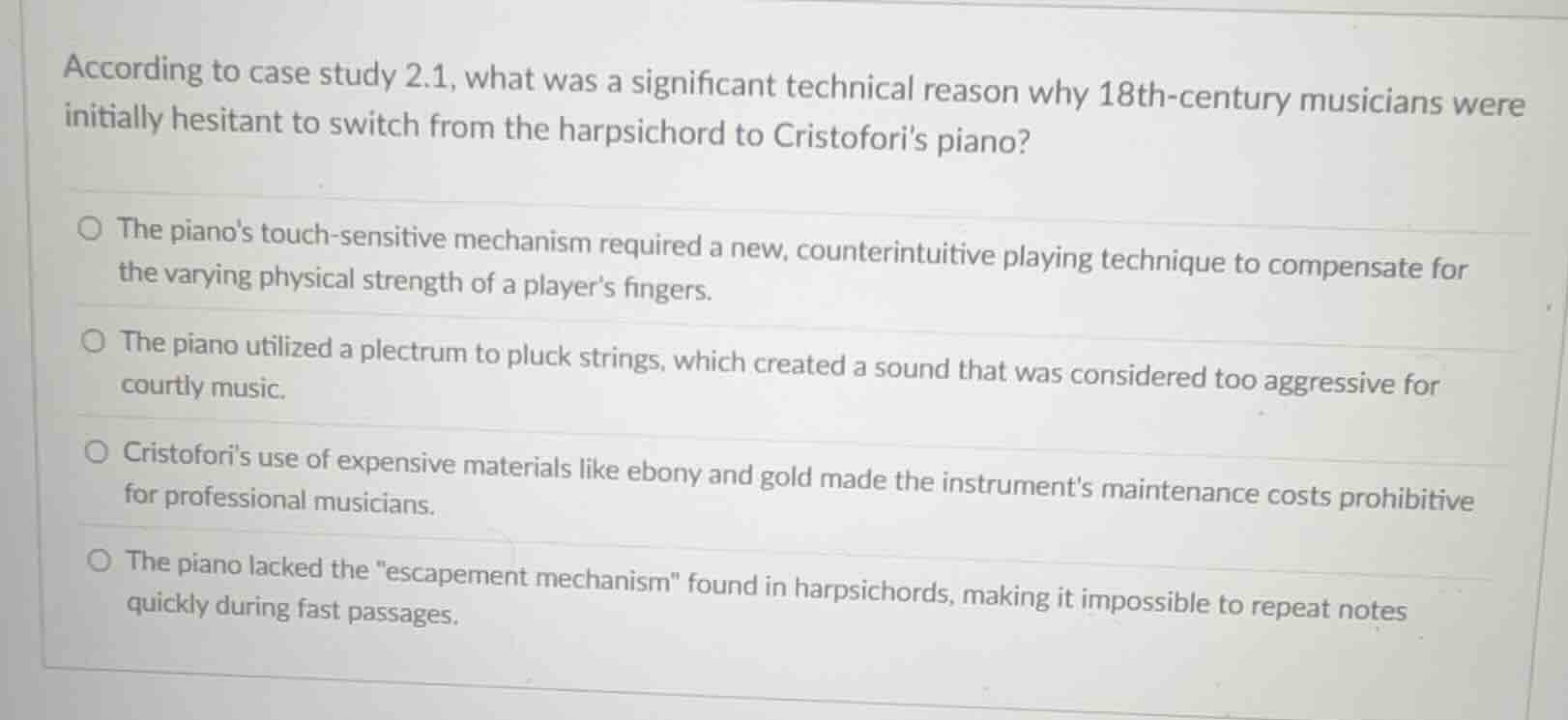 according to case study 2.1, what was a significant technical reason wh…