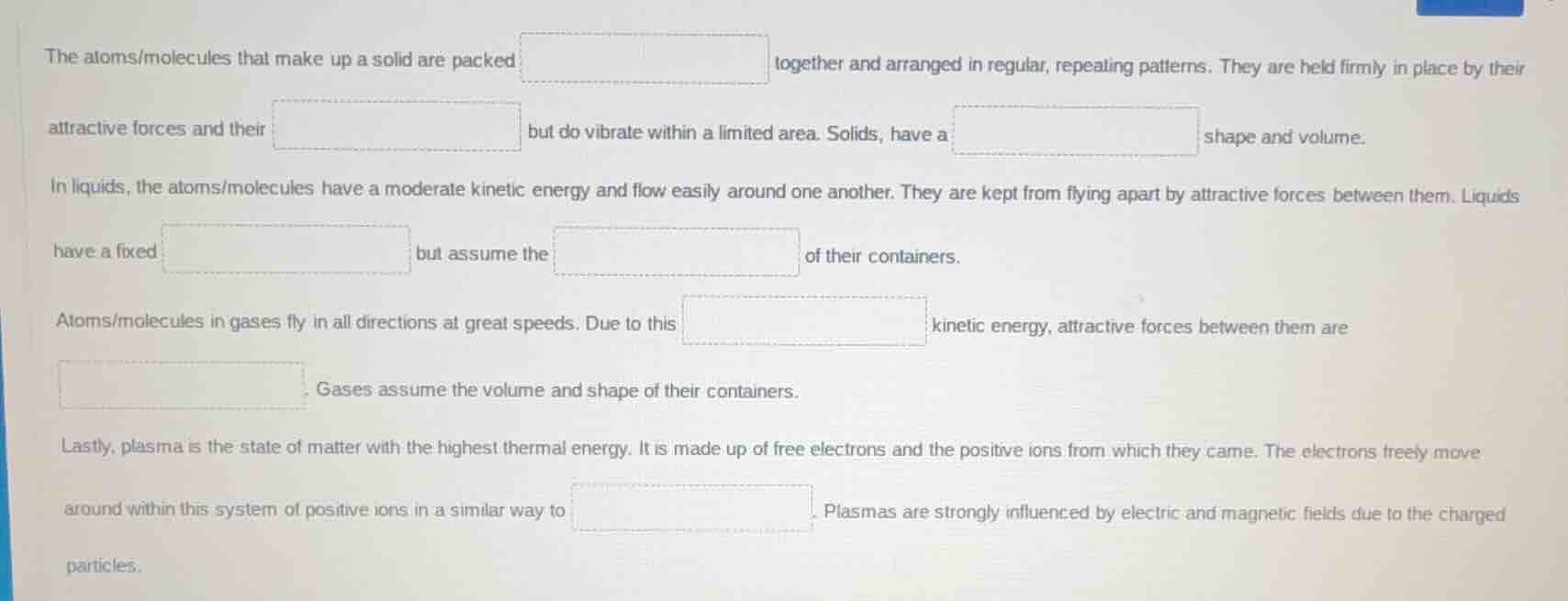 the atoms/molecules that make up a solid are packed together and arrang…