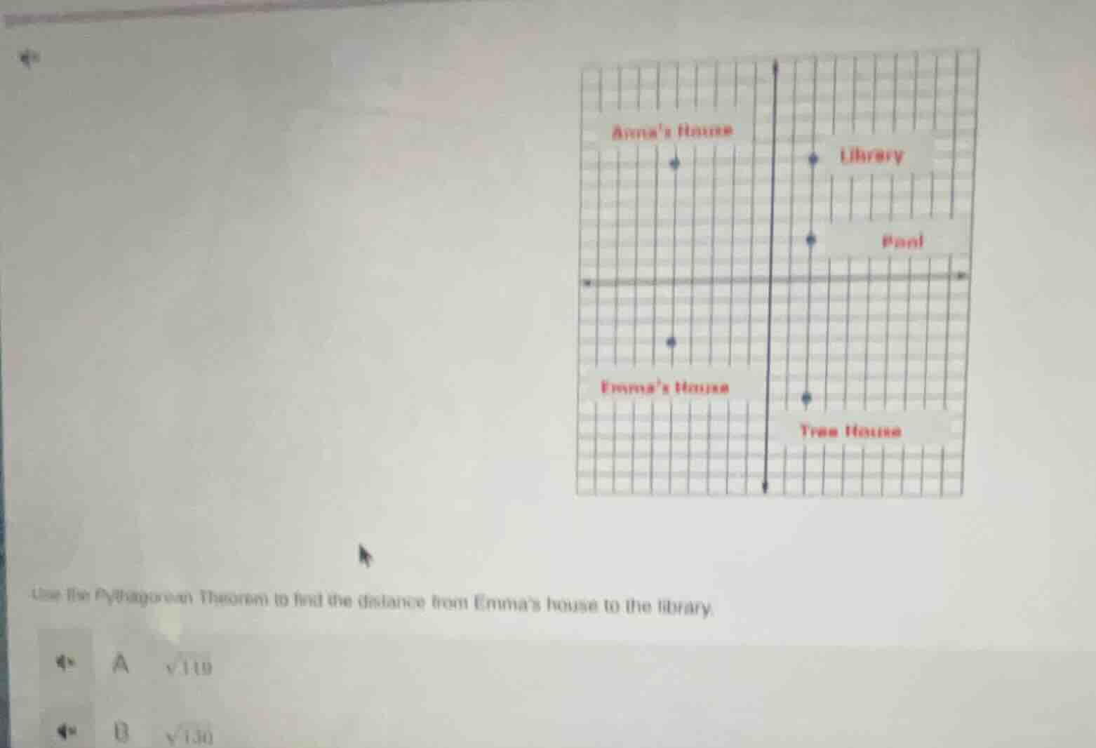 use the pythagorean theorem to find the distance from emmas house to th…