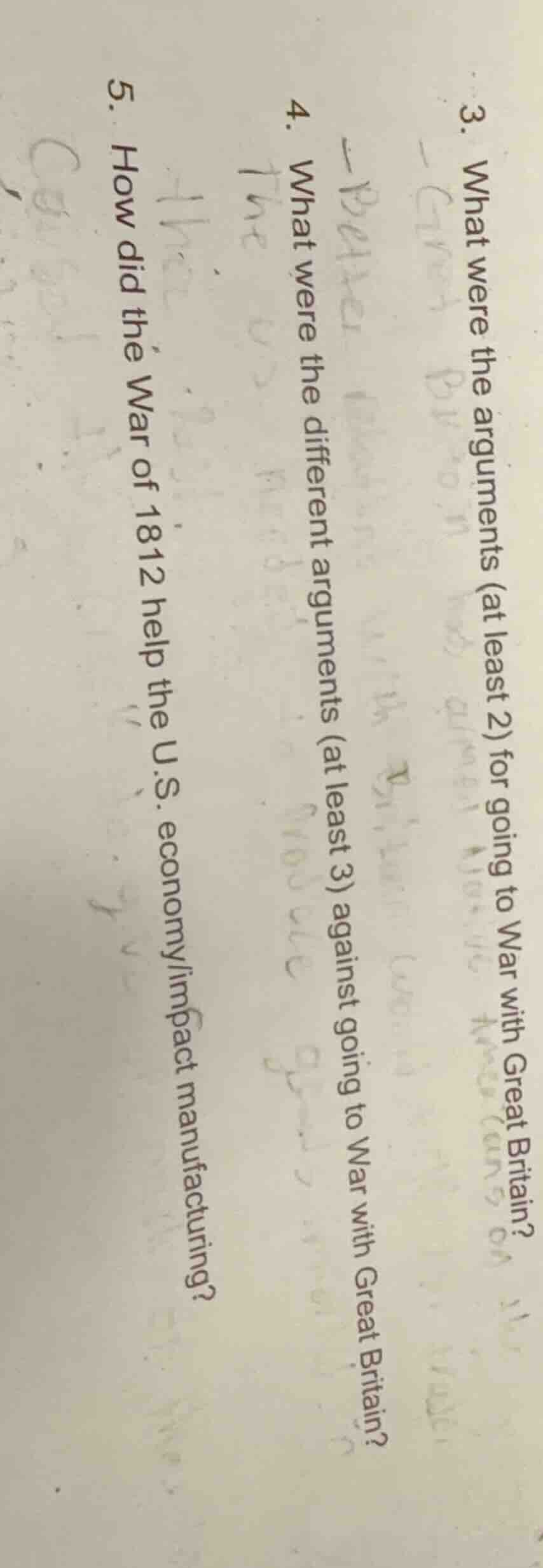 3. what were the arguments (at least 2) for going to war with great bri…