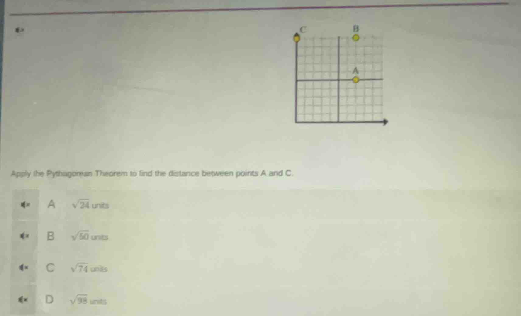 apply the pythagorean theorem to find the distance between points a and…