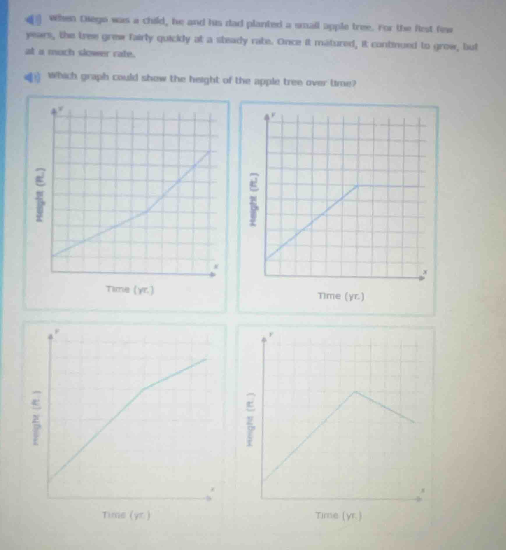 when diego was a child, he and his dad planted a small apple tree. for …
