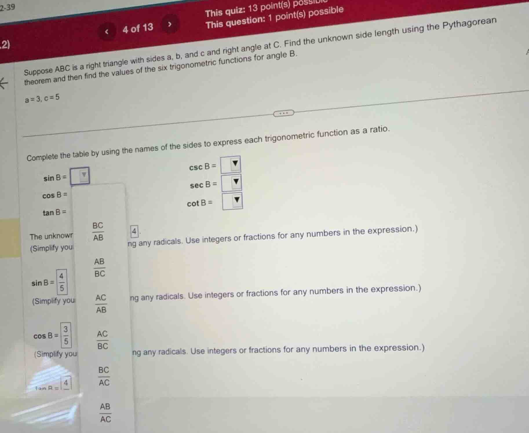 suppose abc is a right triangle with sides a, b, and c and right angle …