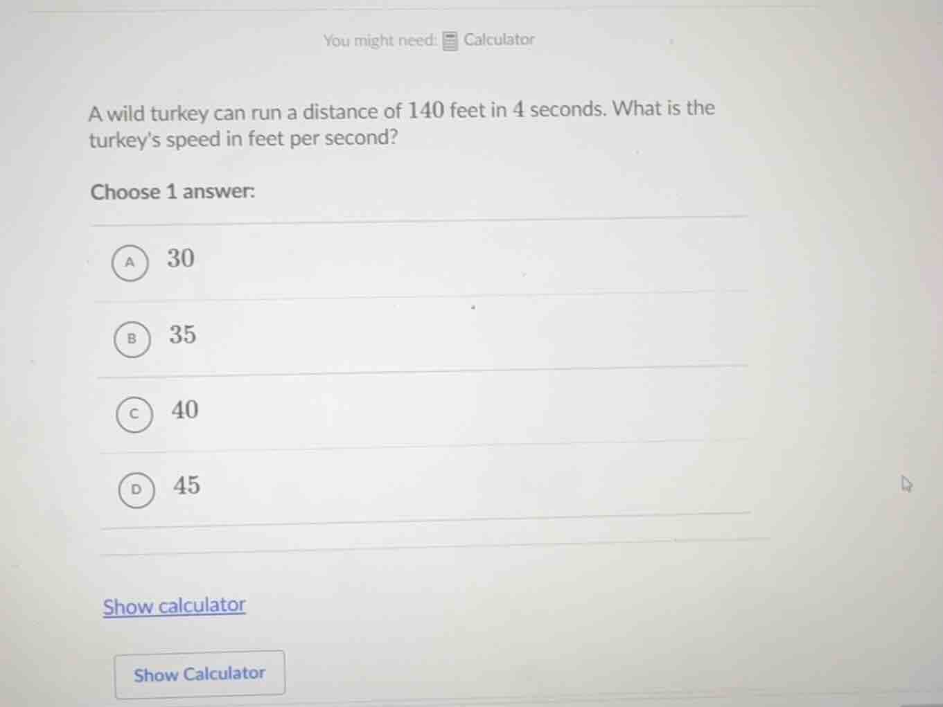 you might need: calculator a wild turkey can run a distance of 140 feet…