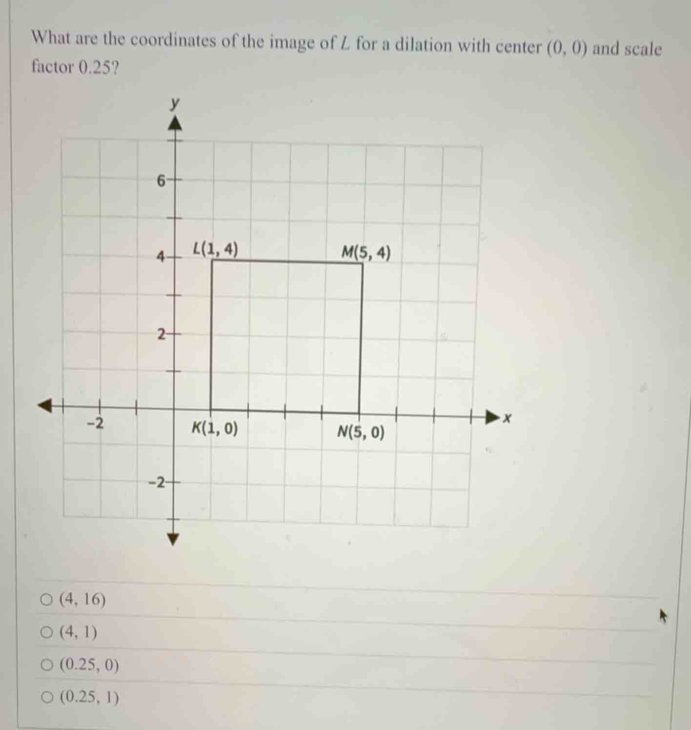 what are the coordinates of the image of l for a dilation with center (…