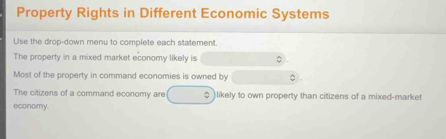 property rights in different economic systems use the drop - down menu …