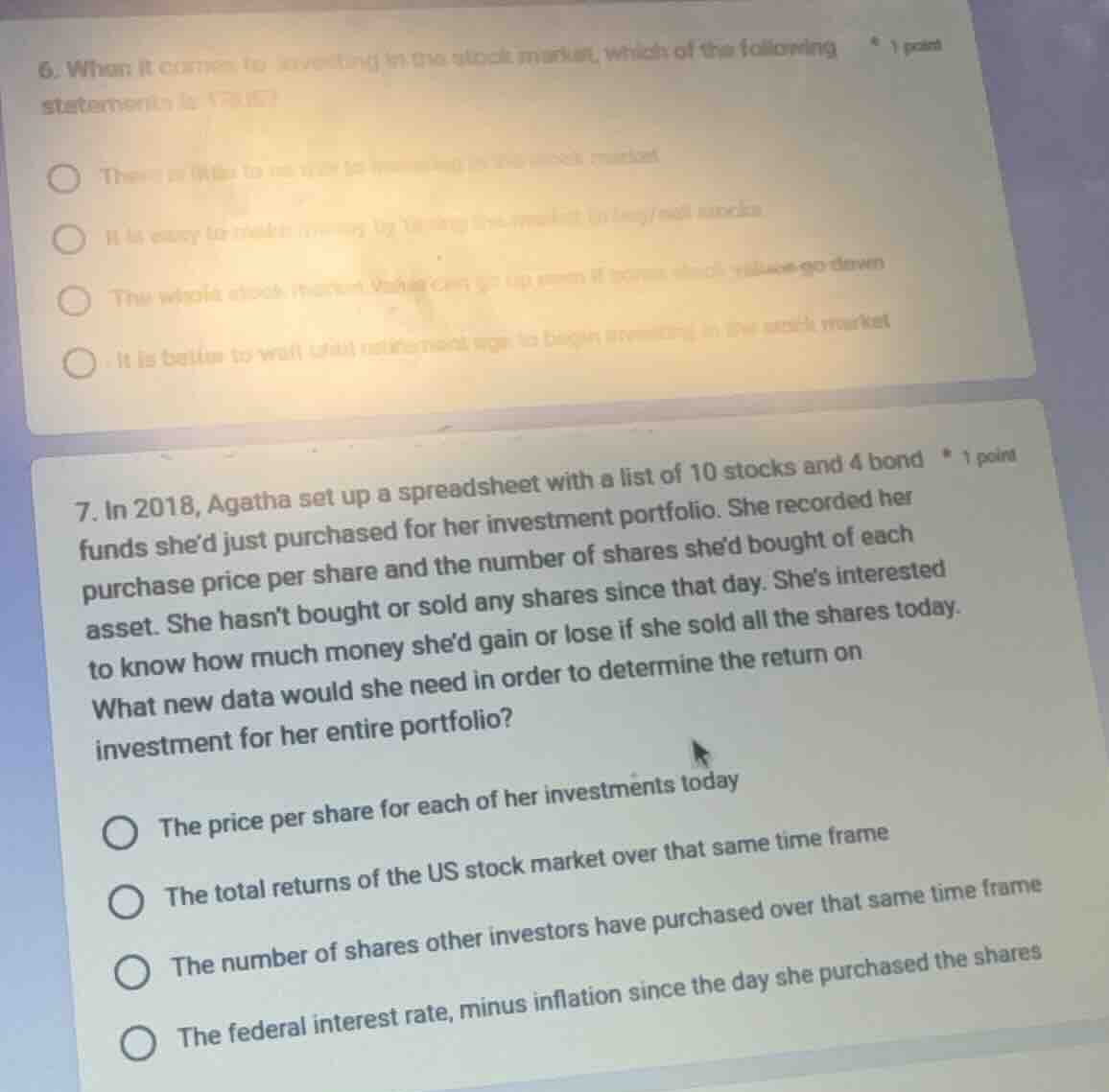 6. when it comes to investing in the stock market, which of the followi…