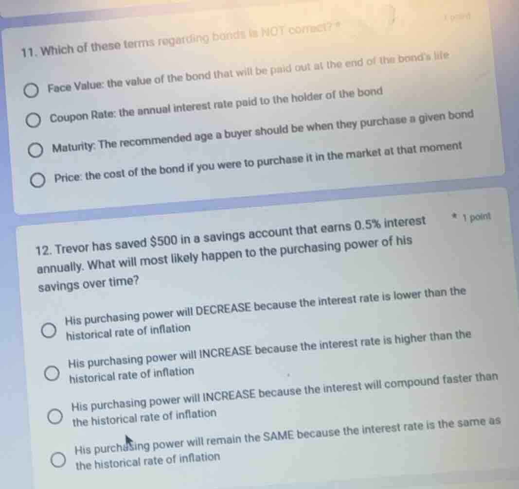 11. which of these terms regarding bonds is not correct? face value: th…
