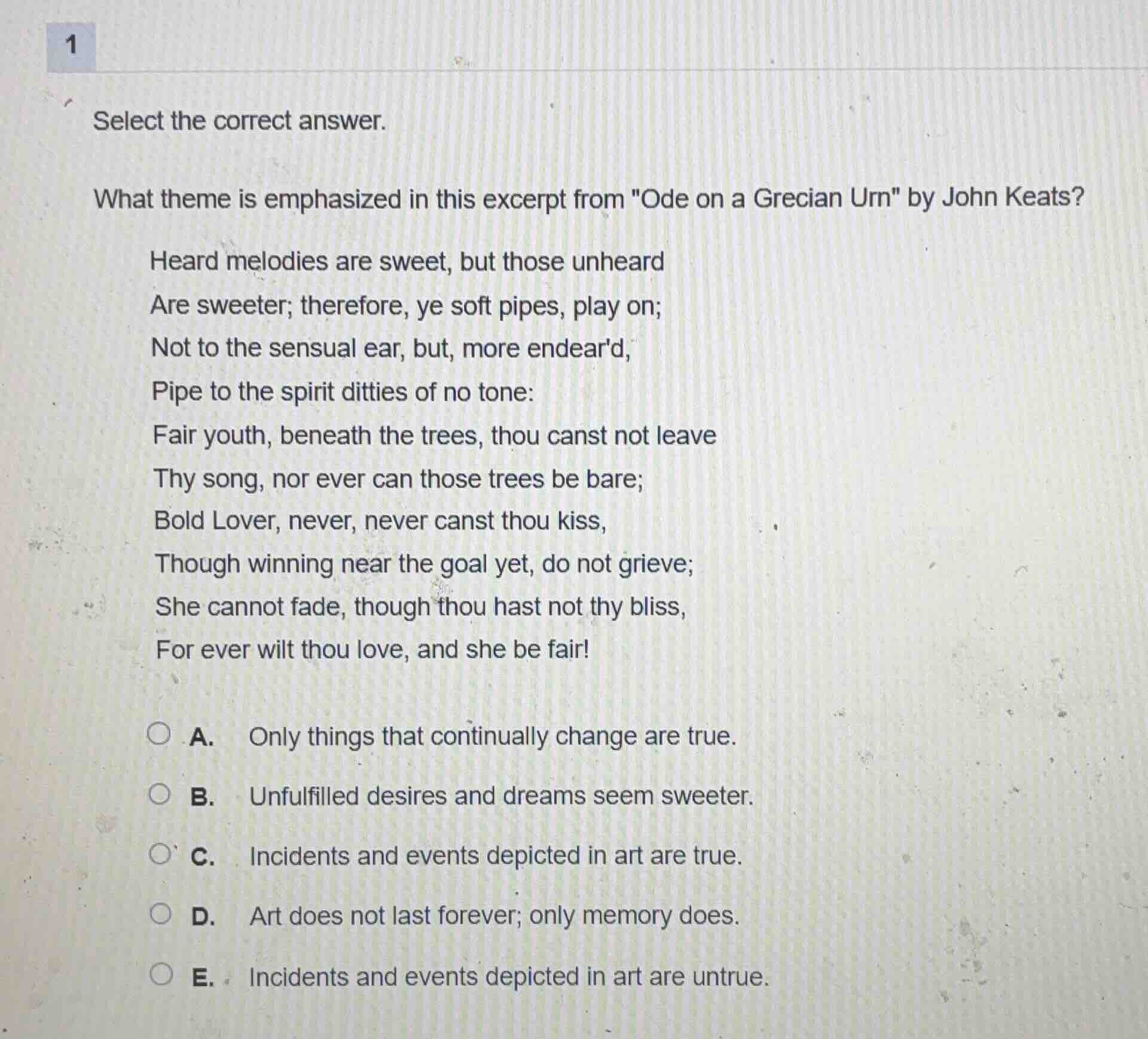 select the correct answer. what theme is emphasized in this excerpt fro…