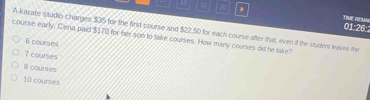 a karate studio charges $35 for the first course and $22.50 for each co…