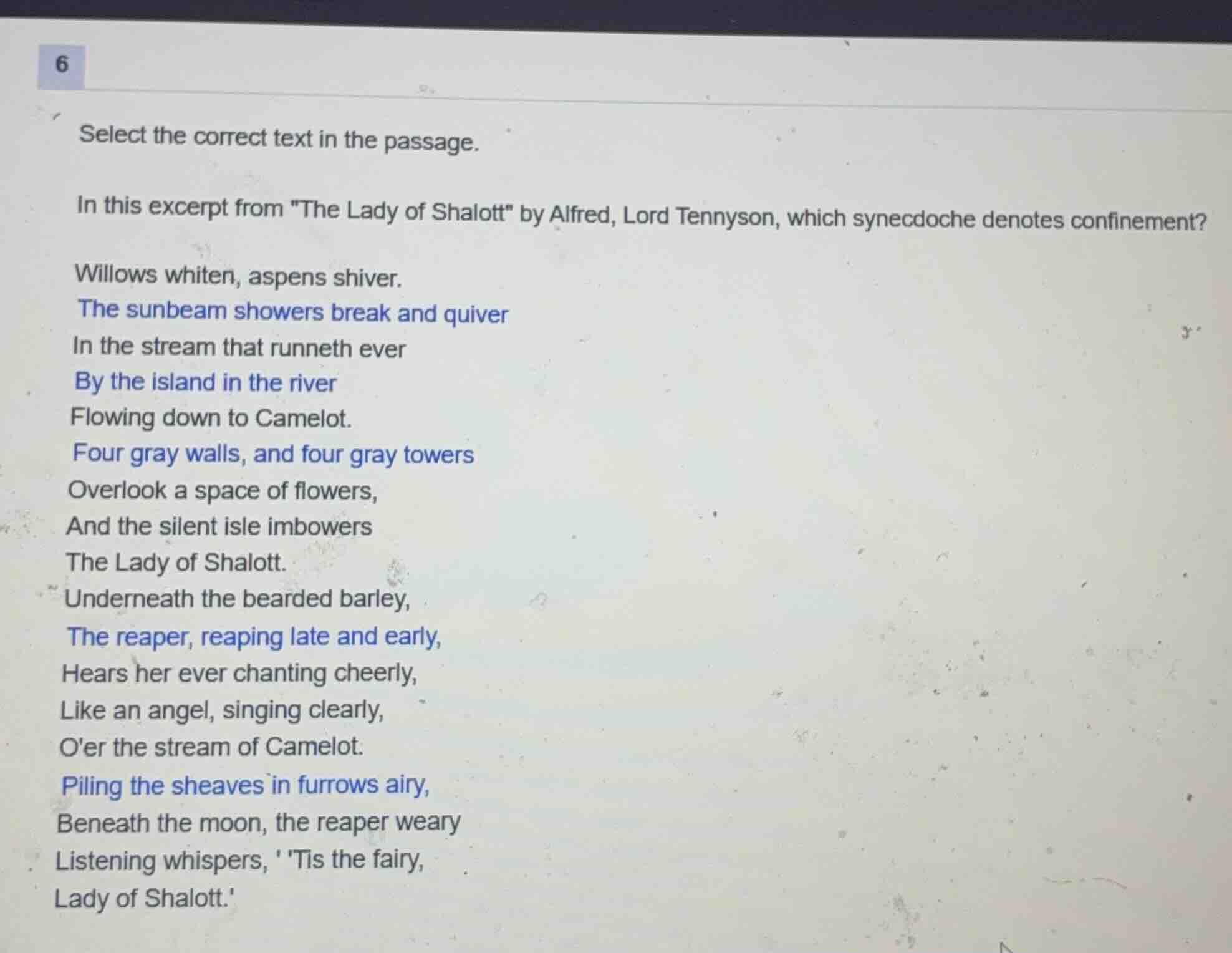 select the correct text in the passage. in this excerpt from \the lady …