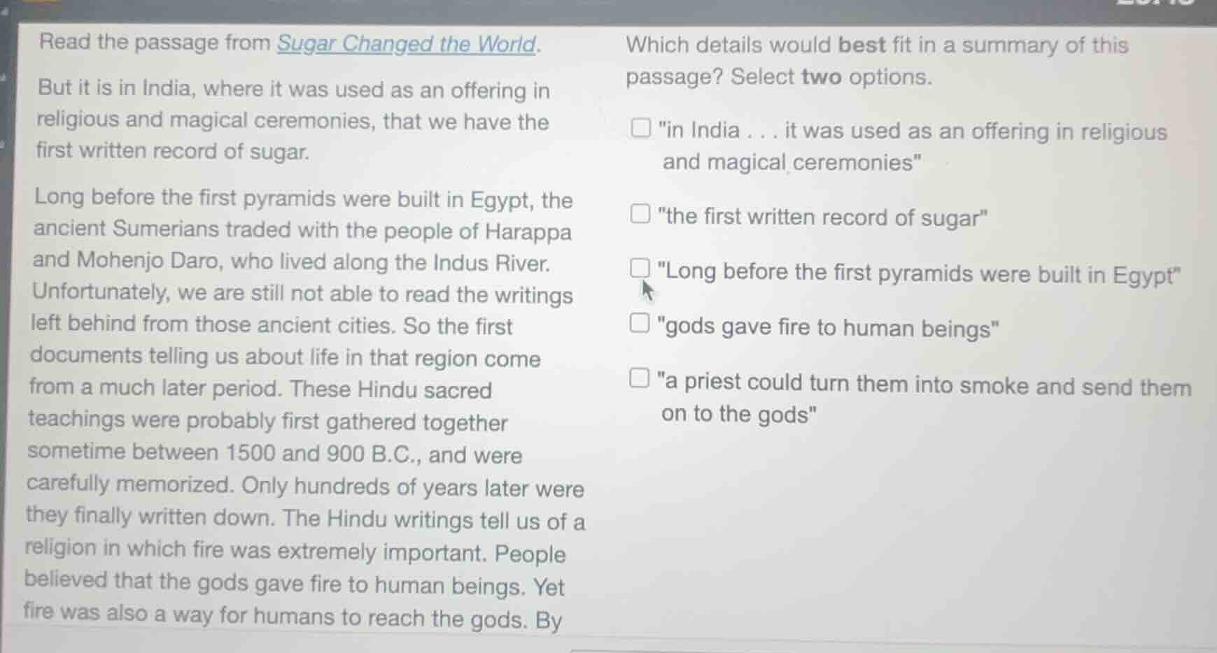 read the passage from sugar changed the world. but it is in india, wher…