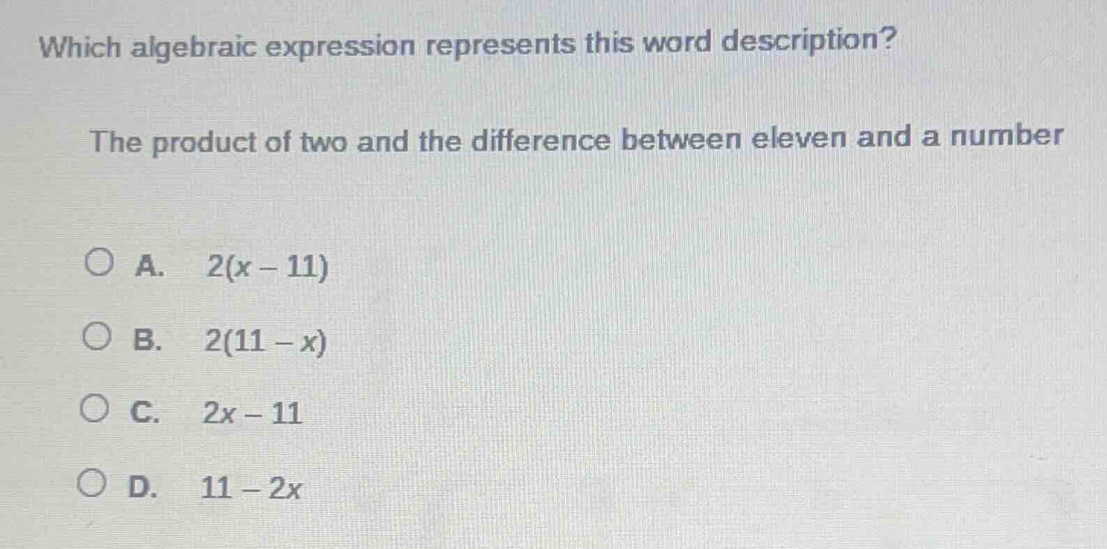 which algebraic expression represents this word description? the produc…
