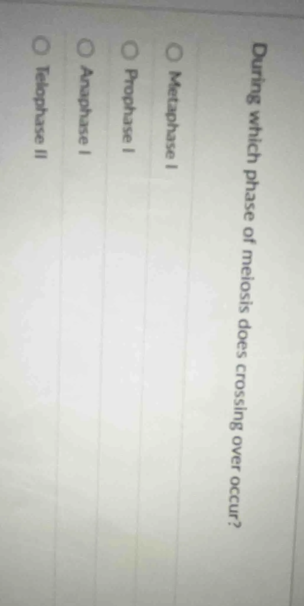 during which phase of meiosis does crossing over occur? metaphase i pro…