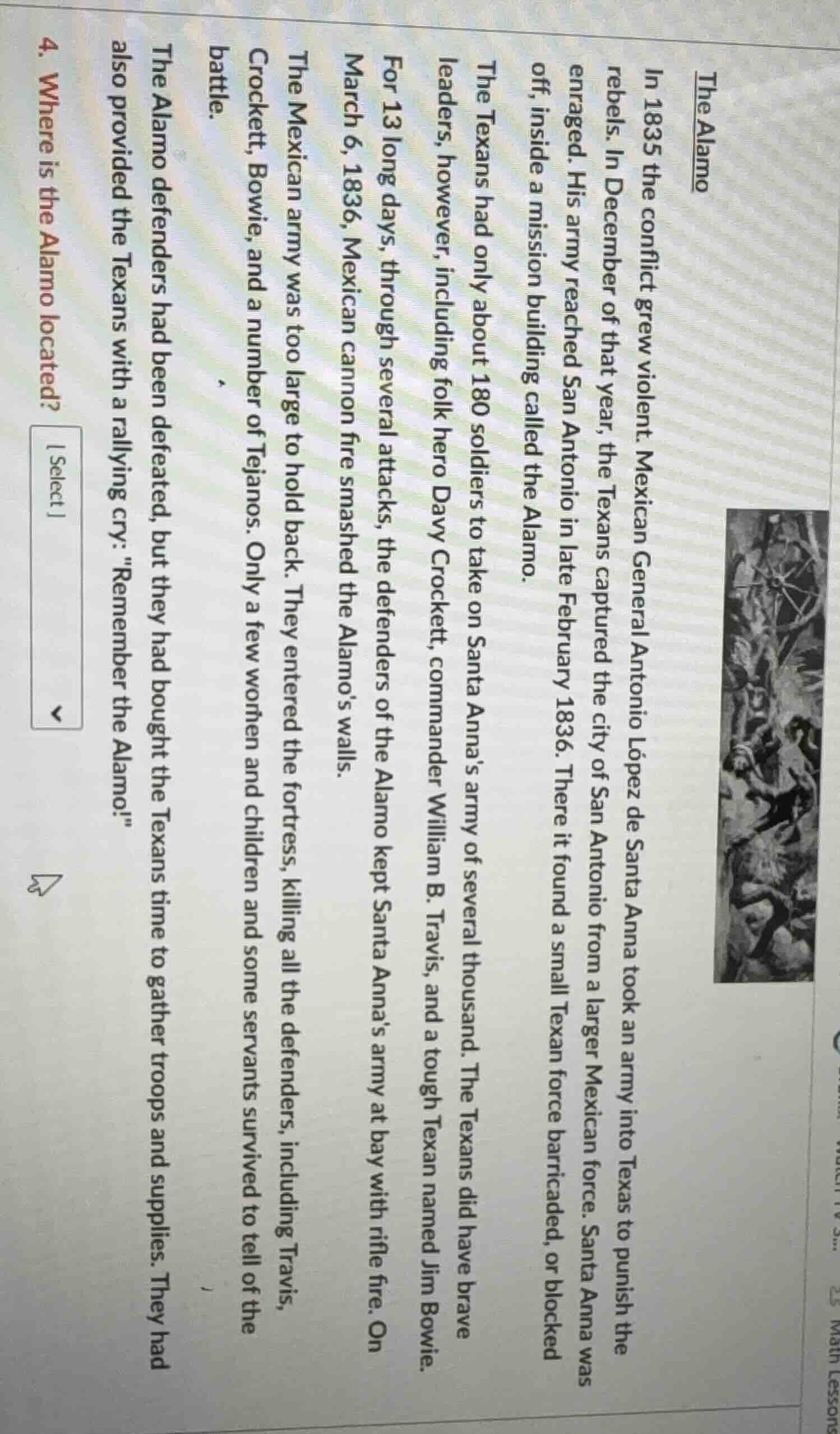 the alamo in 1835 the conflict grew violent. mexican general antonio ló…