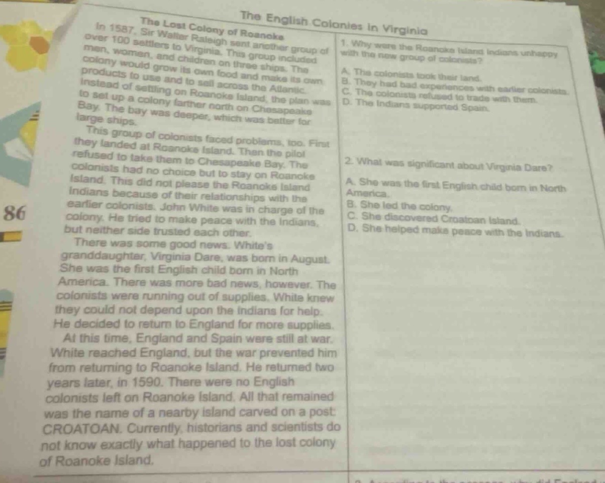 the english colonies in virginia the lost colony of roanoke in 1587, si…