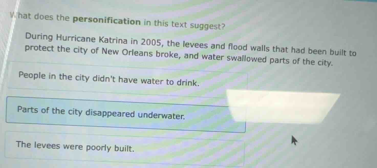 what does the personification in this text suggest? during hurricane ka…