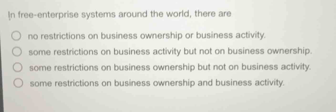 in free - enterprise systems around the world, there are no restriction…