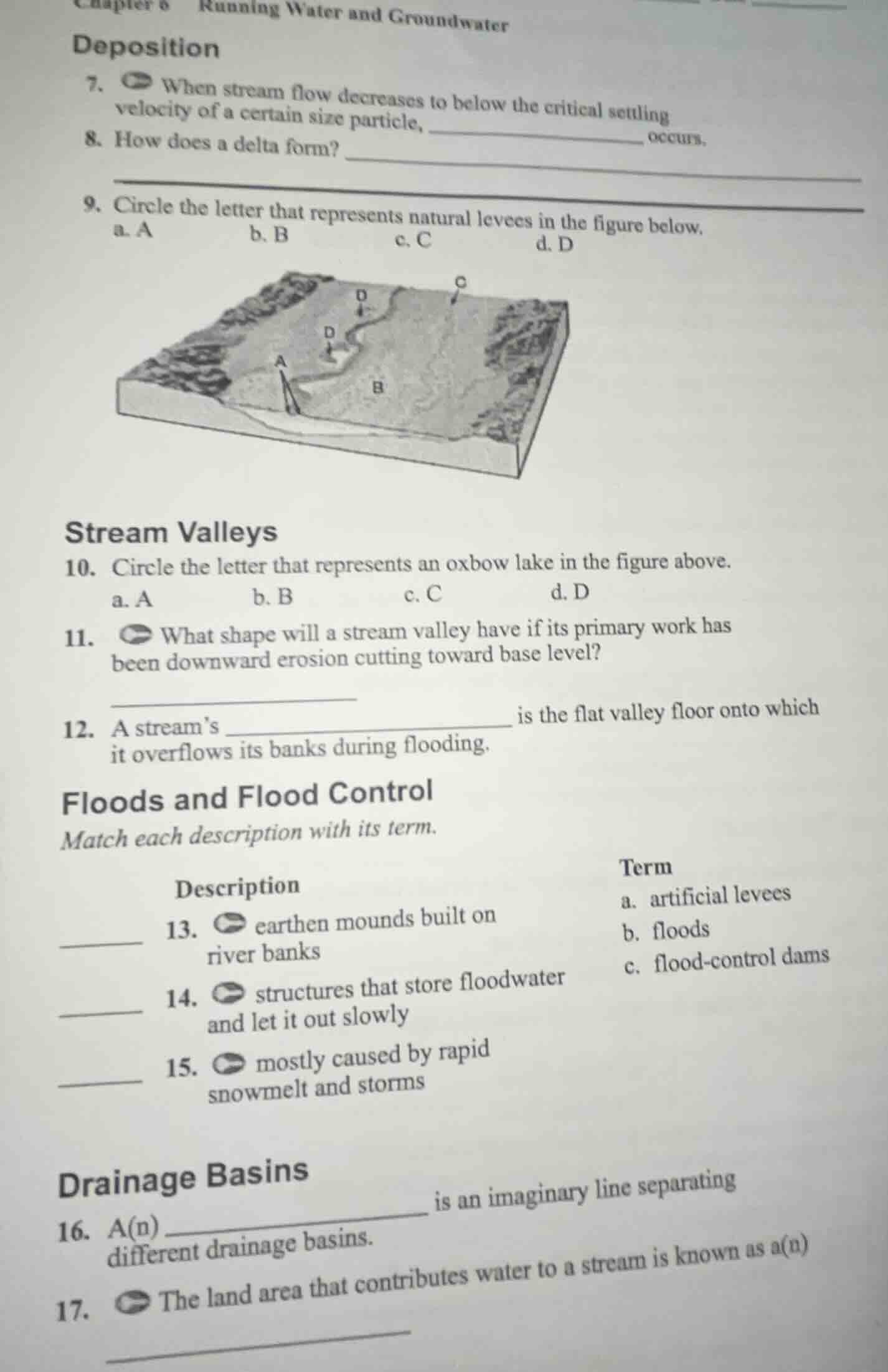 chapter 6 running water and groundwater deposition 7. when stream flow …