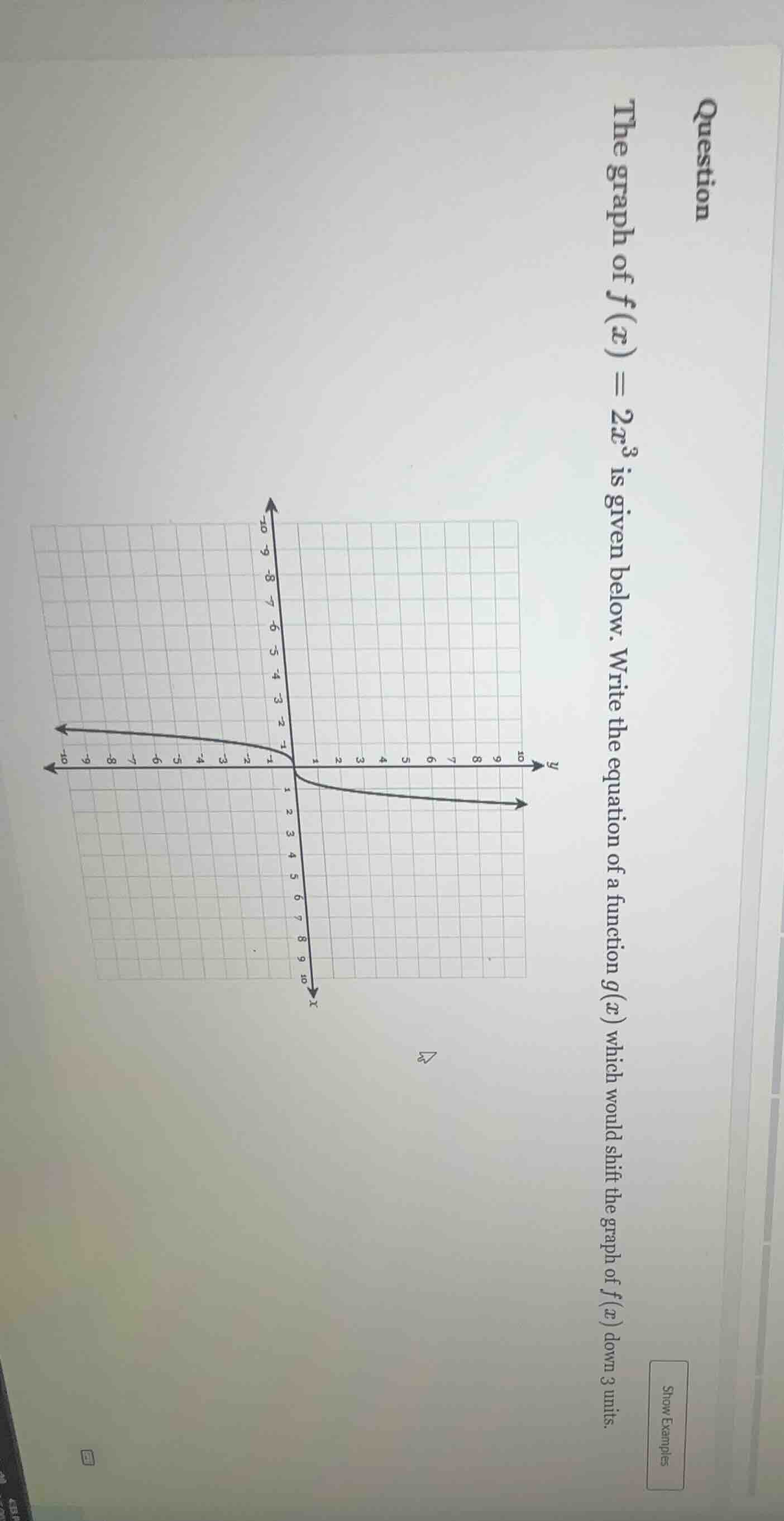 question the graph of $f(x) = 2x^3$ is given below. write the equation …