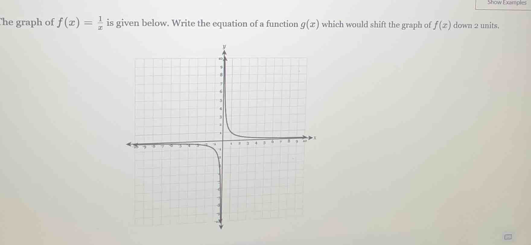 the graph of $f(x) = \\frac{1}{x}$ is given below. write the equation o…