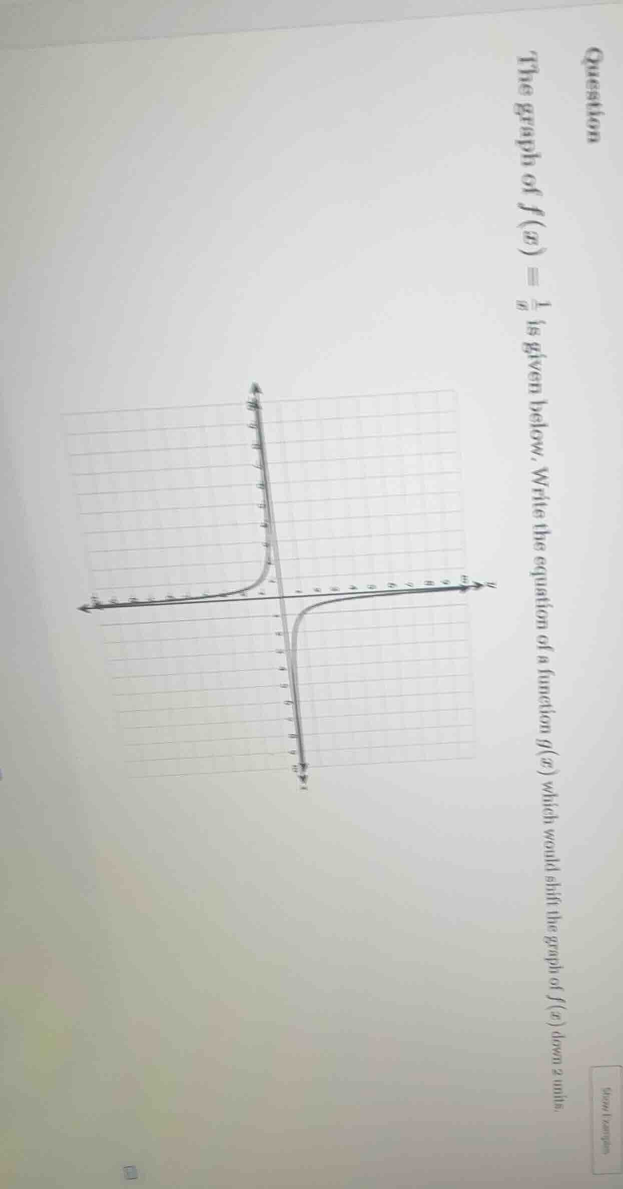 question the graph of $f(x) = \\frac{1}{x}$ is given below. write the e…