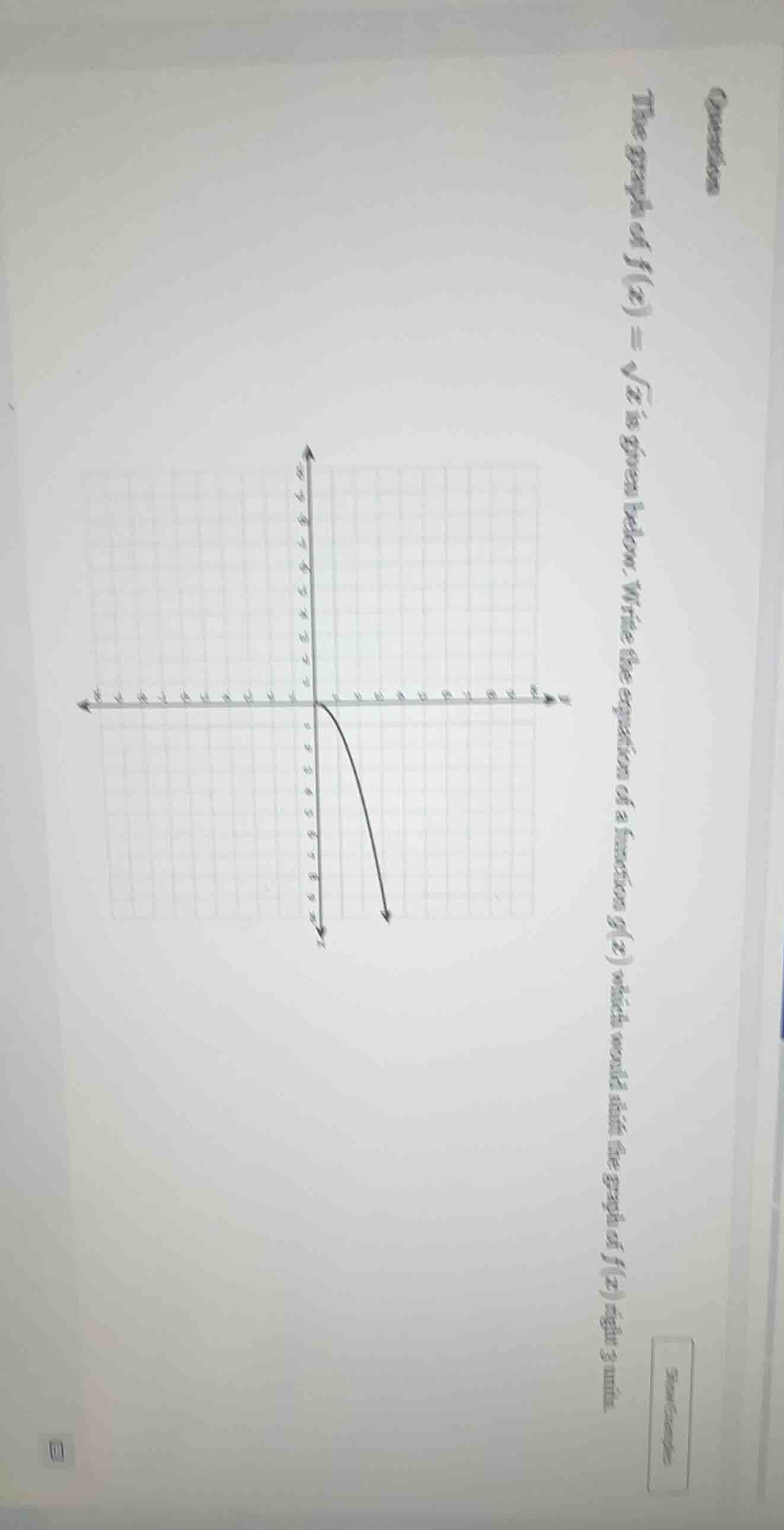 question the graph of $f(x) = \\sqrt{x}$ is given below. write the equa…