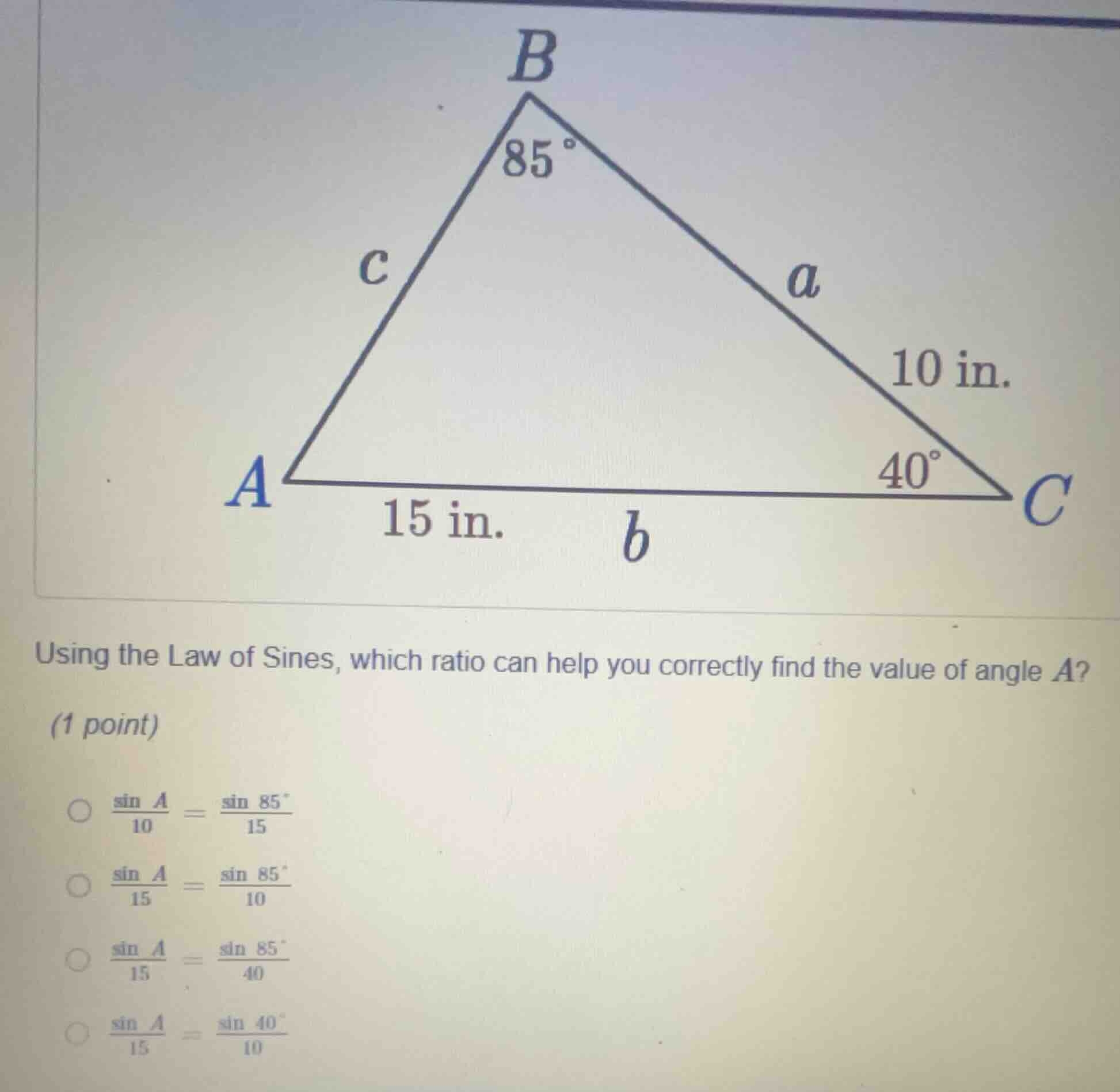 using the law of sines, which ratio can help you correctly find the val…