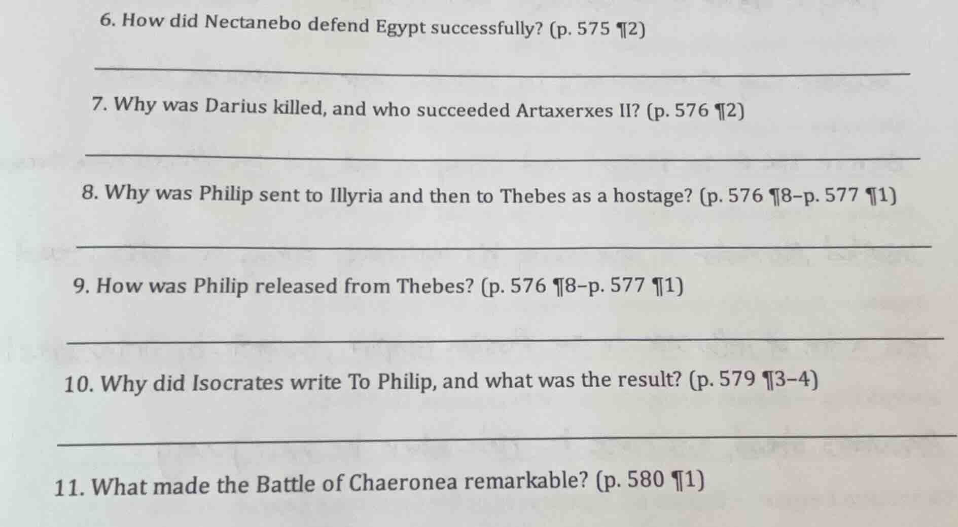 6. how did nectanebo defend egypt successfully? (p. 575 ¶2) 7. why was …