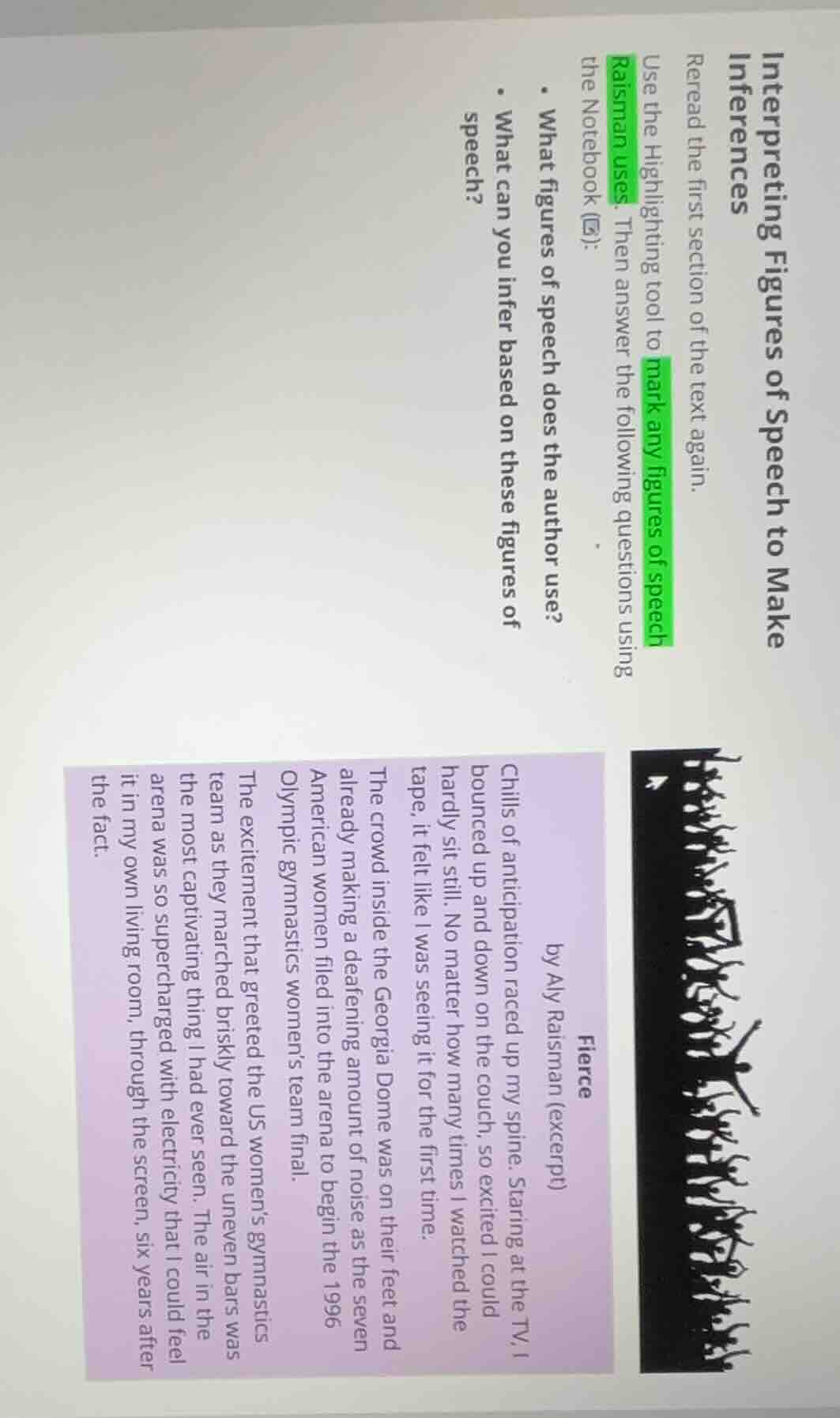 interpreting figures of speech to make inferences reread the first sect…