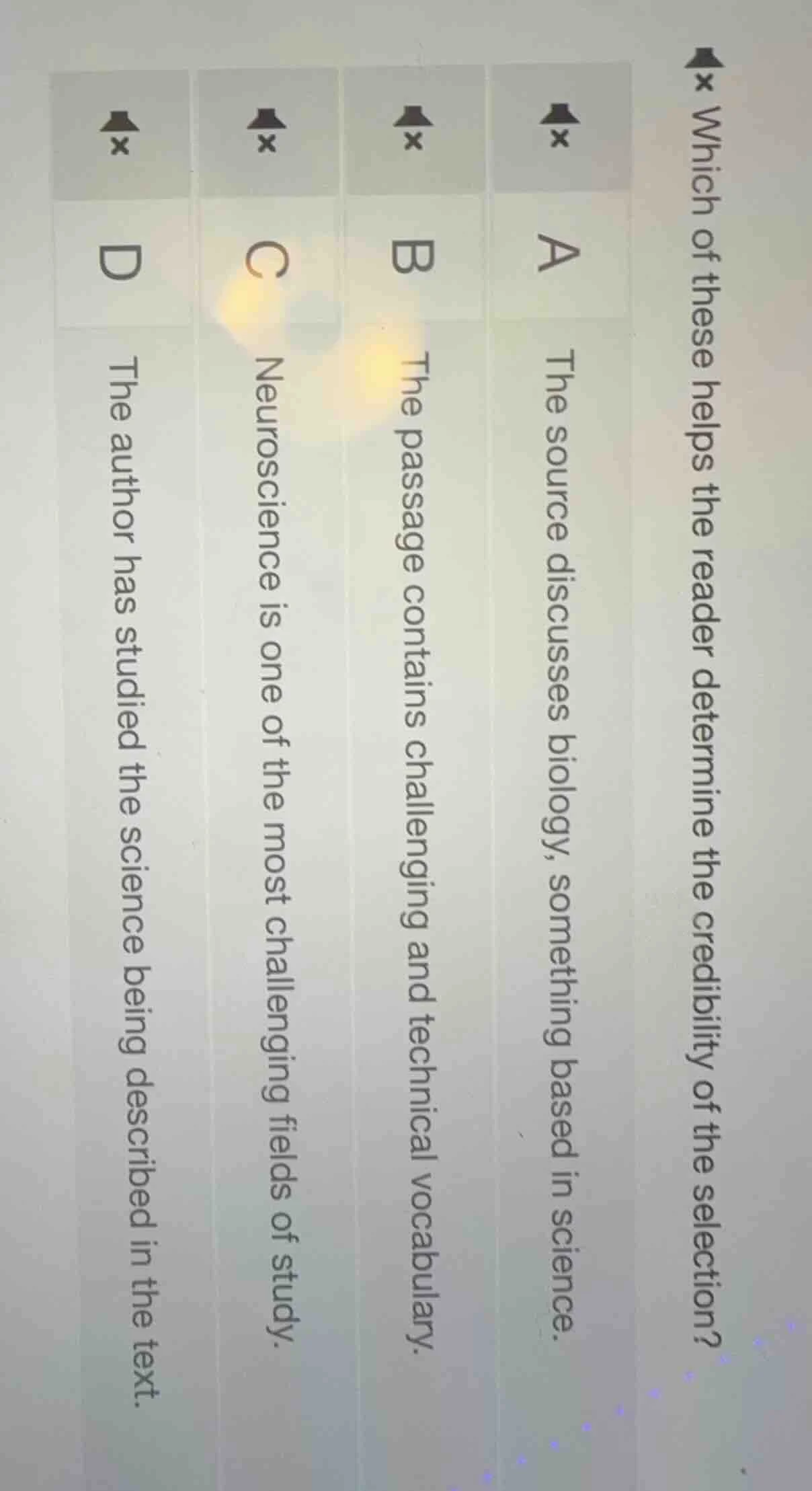 which of these helps the reader determine the credibility of the select…