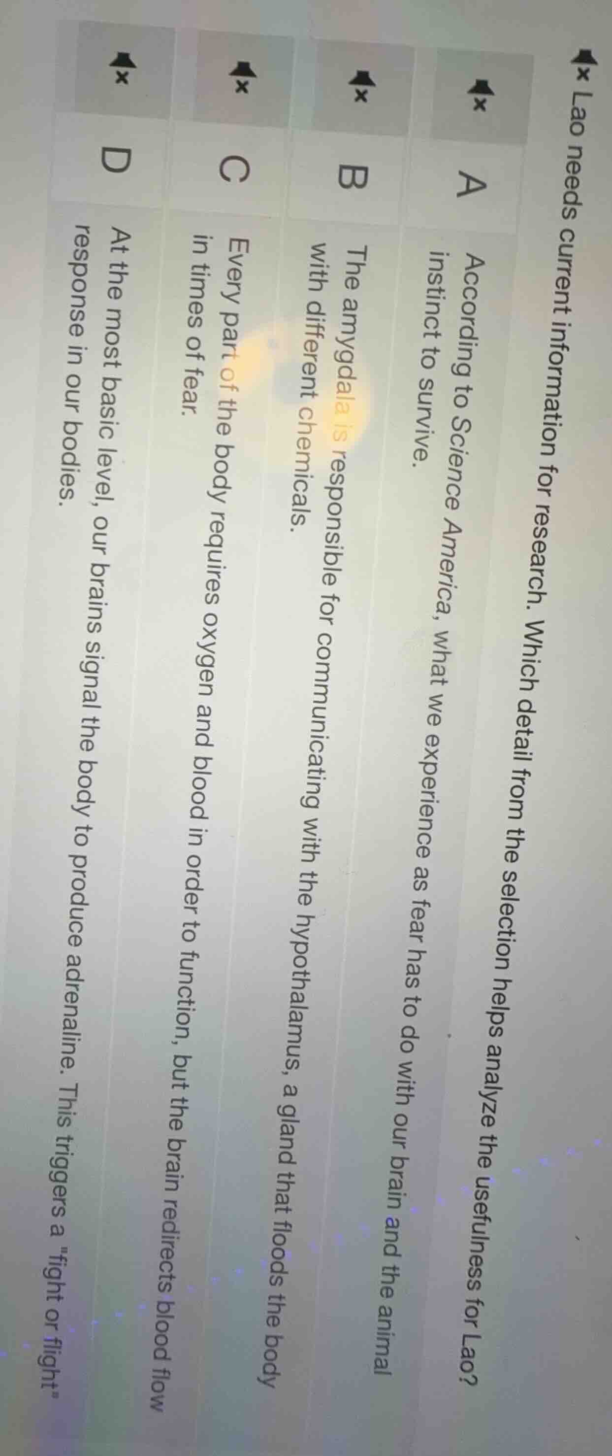 lao needs current information for research. which detail from the selec…