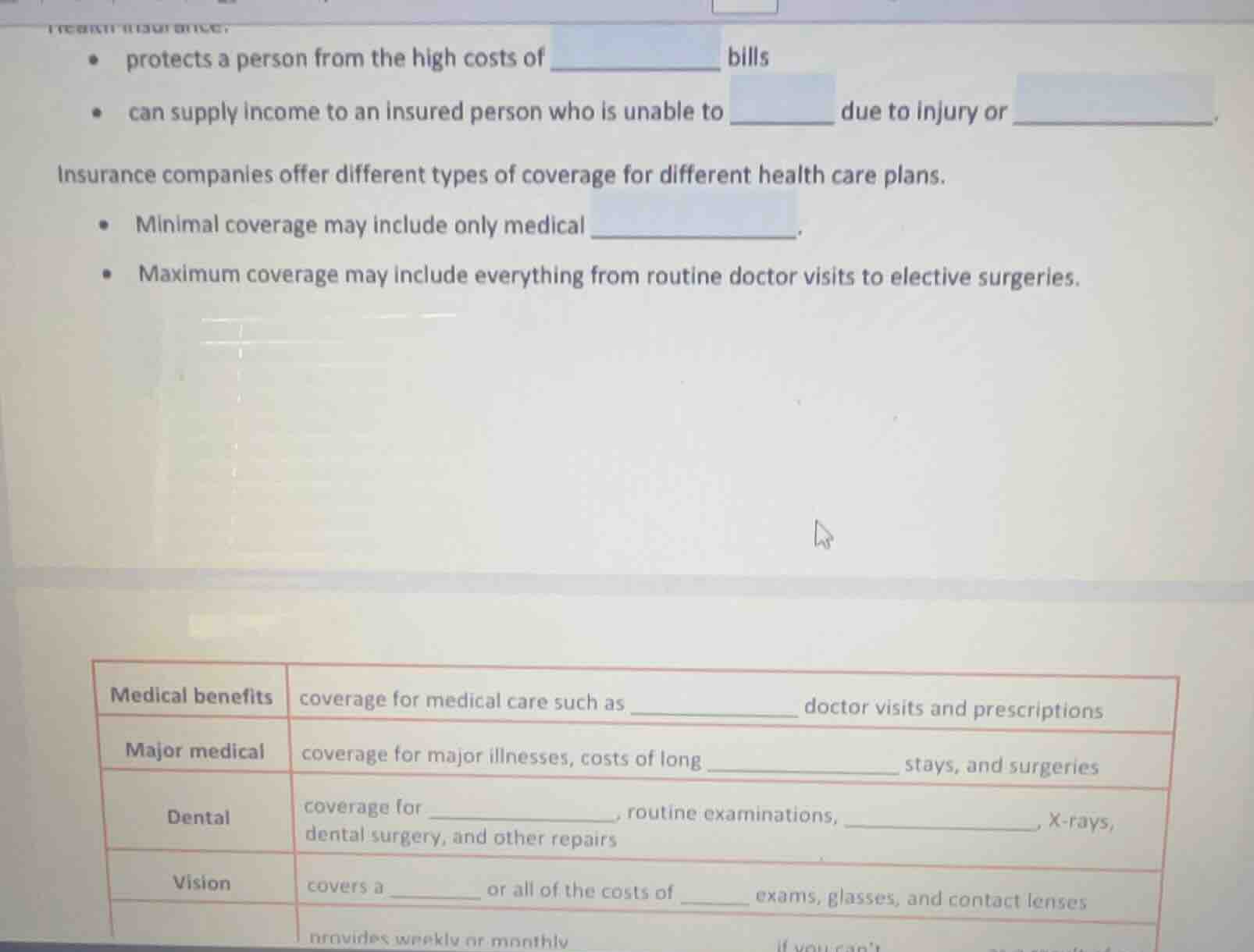 protects a person from the high costs of _________ bills can supply inc…