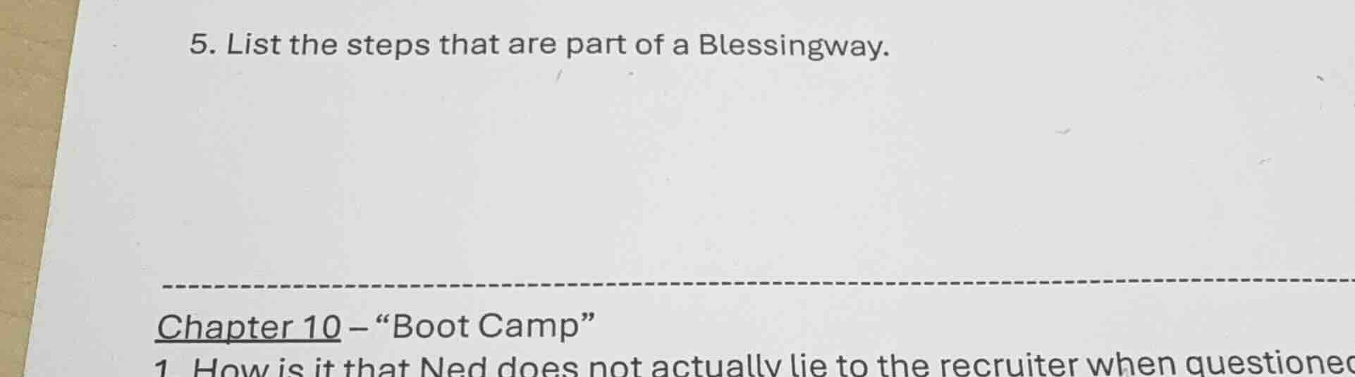 5. list the steps that are part of a blessingway. chapter 10 – “boot ca…